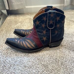 Old Gringo Women’s Western Ankle Boots in Navy, Red & Brown